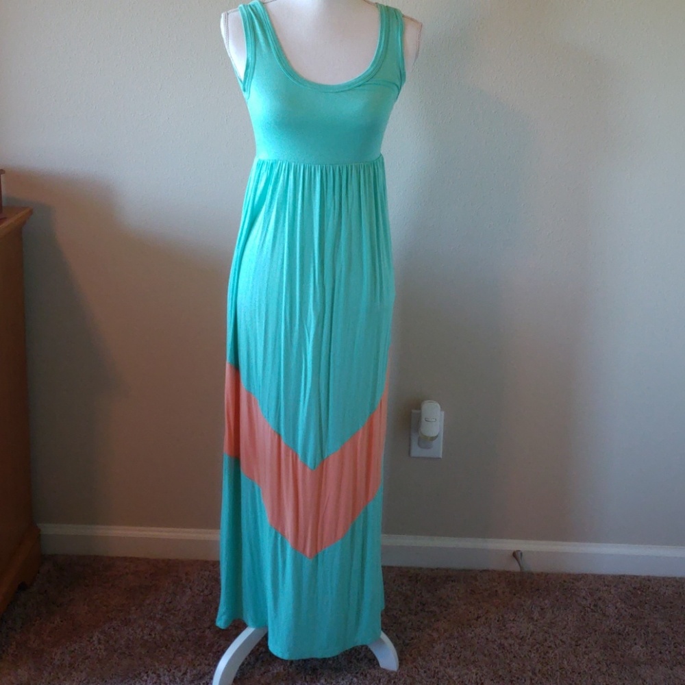 Teal and peach maxi